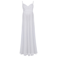 Kate Kasin Sexy Womens Comfortable Spaghetti Straps V-Neck Branco Maxi Maternidade Vestido KK000674-2